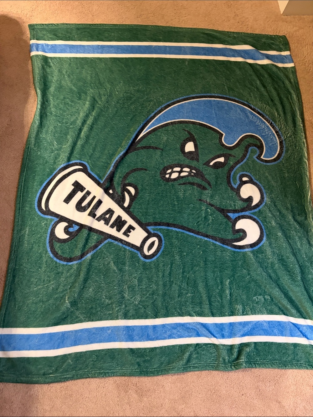 Tula Green and Blue Tulane Wave blanket